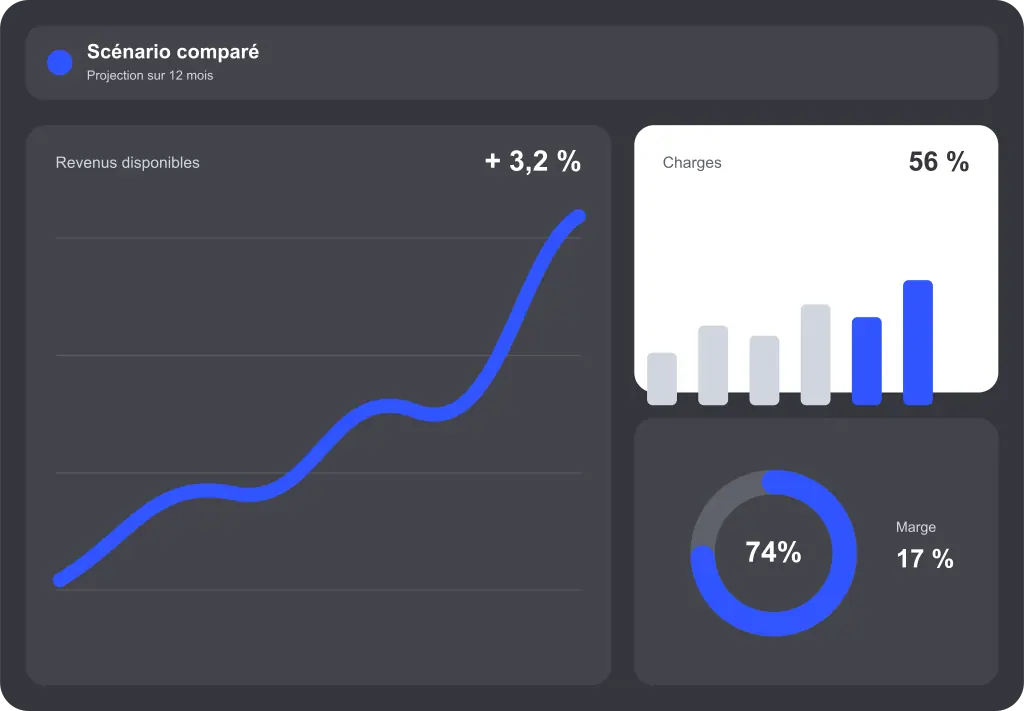 Comparaison des revenus, charges et marges
